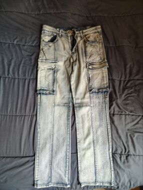 Cargo Y2K Light Wash Slim-Straight Baggy Jeans